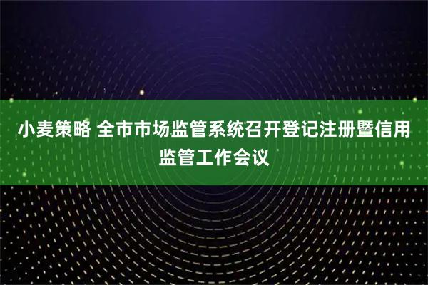 小麦策略 全市市场监管系统召开登记注册暨信用监管工作会议